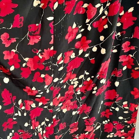 Vintage 90s Maxi skirt Black/red/cream floral Column Pull-on Dark romantic XL - Picture 6 of 8